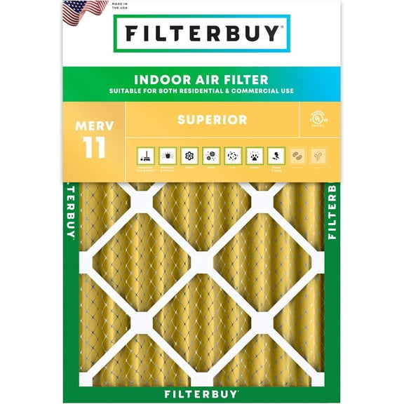 Filterbuy 14.5x19x4 MERV 11 Allergen Defense, Pleated HVAC AC Furnace Air Filters (1-Pack)
