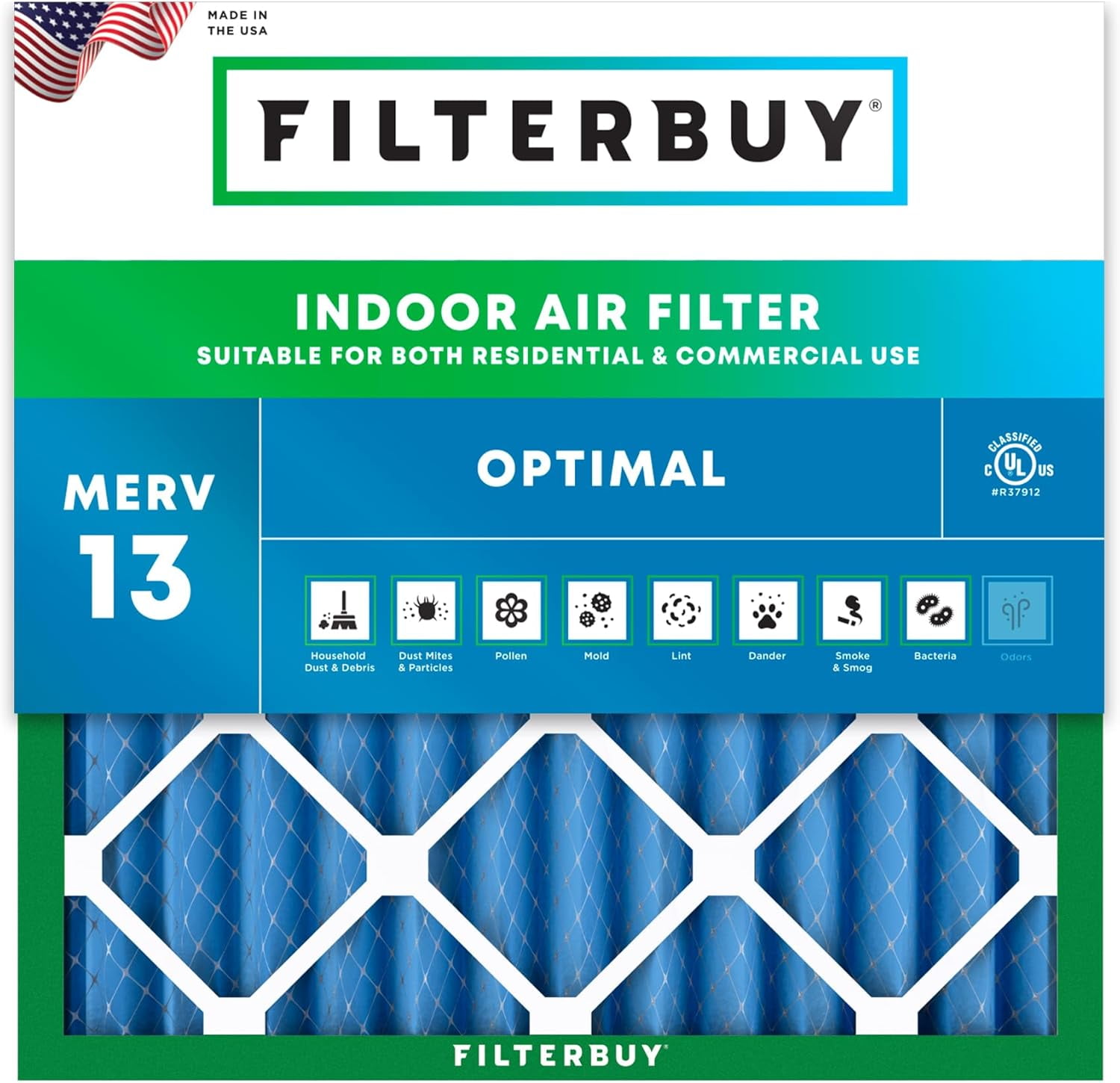 Filterbuy 14x14x2 MERV 11 (MPR 1200) Allergen Defense