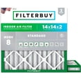 thumbnail image 1 of Filterbuy 14x14x2 MERV 8 Dust Defense, Pleated HVAC AC Furnace Air Filters (2-Pack), 1 of 2