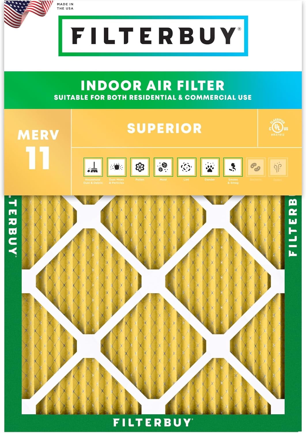 Filterbuy 14x18x1 Air Filter MERV 11 Allergy Defense, Pleated HVAC AC Furnace Filter Replacement, 1-Pack