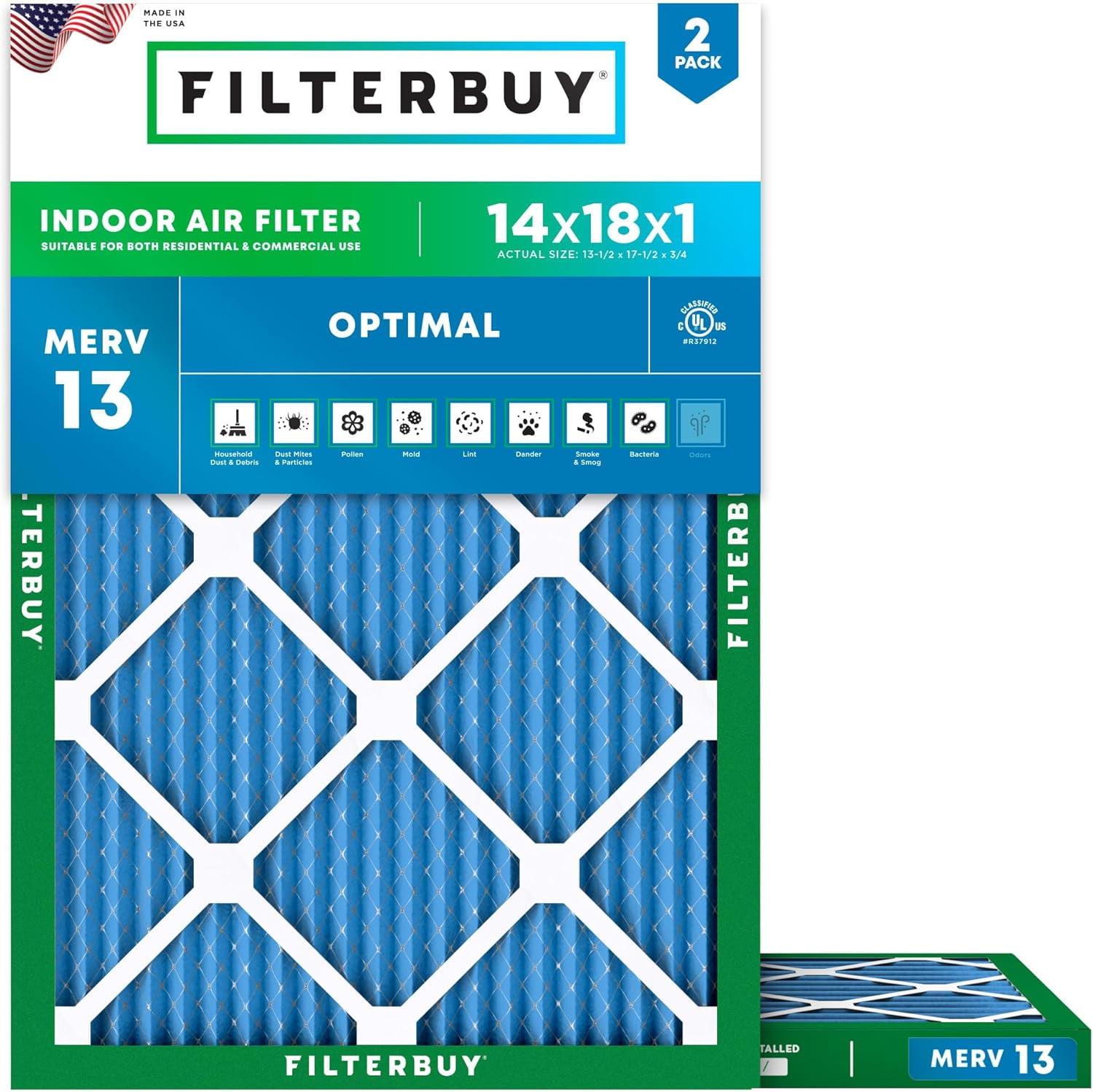 Filterbuy 14x30x1 Air Filter Merv 13 Pleated Hvac Ac Furnace - View #7