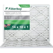 Filterbuy 14x18x1 MERV 8 Pleated HVAC AC Furnace Air Filters (2-Pack)