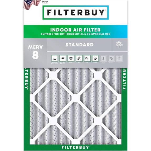 Filterbuy 14x18x2 Air Filter MERV 8 Dust Defense, Pleated HVAC AC Furnace Filter Replacement, 1-Pack