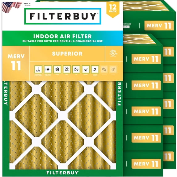 Filterbuy 14x18x4 Air Filter MERV 11 Allergy Defense, Pleated HVAC AC Furnace Filter Replacement, 12-Pack