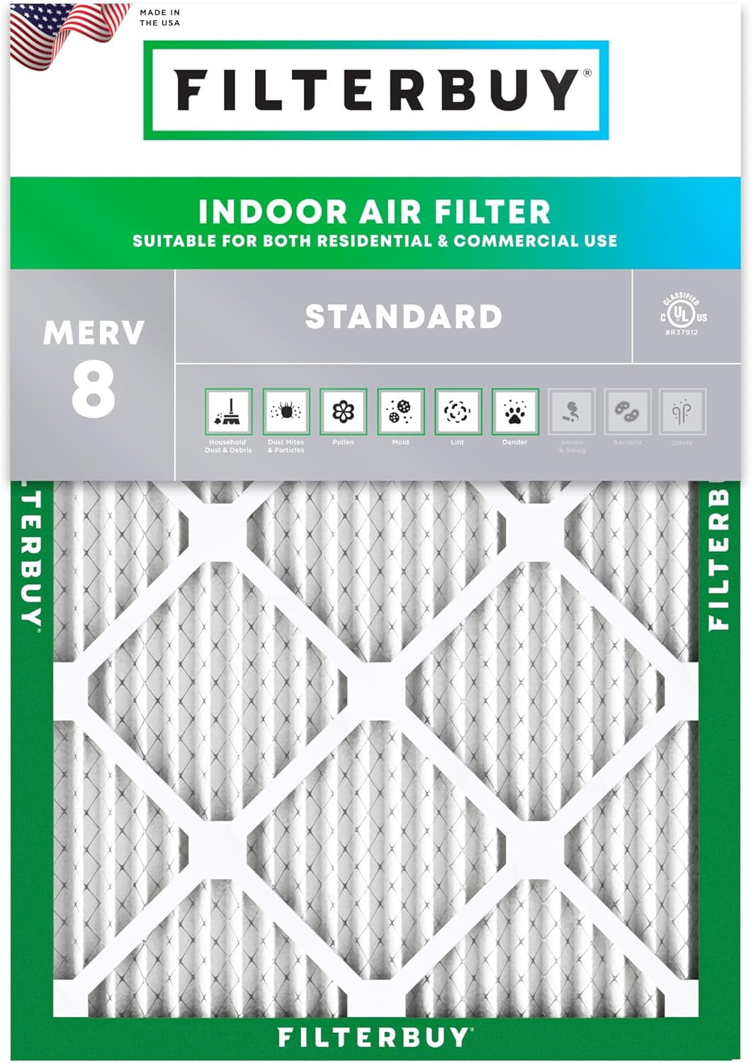 Filterbuy 14x20x2 Air Filter MERV 8, 3-Pack - Pleated HVAC Furnace Filters (Actual Size: 13.5x19.5x1.75") - View #3