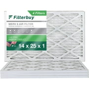 Filterbuy 14x25x1 MERV 8 Pleated HVAC AC Furnace Air Filters (4-Pack)