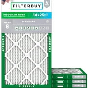 Filterbuy 14x25x1 Air Filter MERV 8 Dust Defense, Pleated HVAC AC Furnace Filter Replacement, 4-Pack