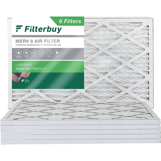 Filterbuy 14x25x1 MERV 8 Pleated HVAC AC Furnace Air Filters (6Pack)