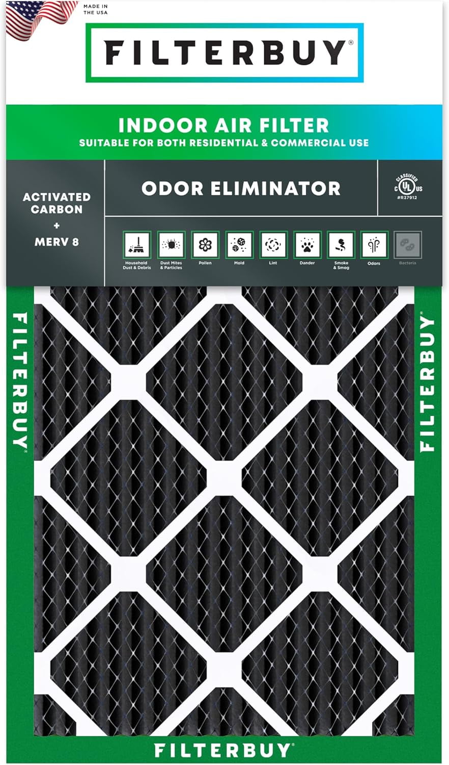 Filterbuy 14x30x1 MERV 8 Odor Eliminator, Pleated HVAC AC Furnace Air ...