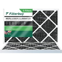 Filterbuy 14x30x1 MERV 8 Odor Eliminator Pleated HVAC AC Furnace Air Filters with Activated Carbon (3-Pack)