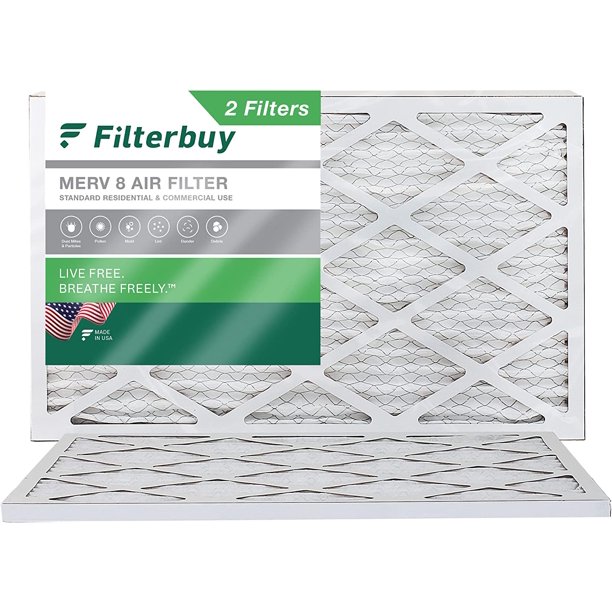 Filterbuy 14x30x1 MERV 8 Pleated HVAC AC Furnace Air Filters (2Pack