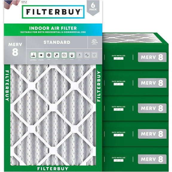 Filterbuy 14x36x4 MERV 8 Dust Defense, Pleated HVAC AC Furnace Air Filters (6-Pack)