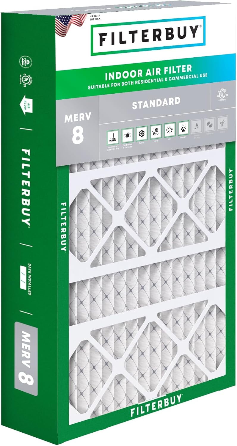Filterbuy 15.75x27.63x3.50 Air Filter MERV 8 Dust Defense, Pleated HVAC AC Furnace Filter Replacement for Aprilaire Space-Gard 2140, 1-Pack