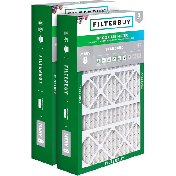 Filterbuy 15.75x27.63x3.50 Air Filter MERV 8 Dust Defense, Pleated HVAC AC Furnace Filter Replacement for Aprilaire Space-Gard 2140, 2-Pack