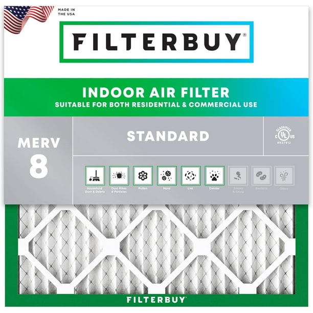 Filterbuy 15x15x1 MERV 8 Pleated HVAC AC Furnace Air Filters (1Pack