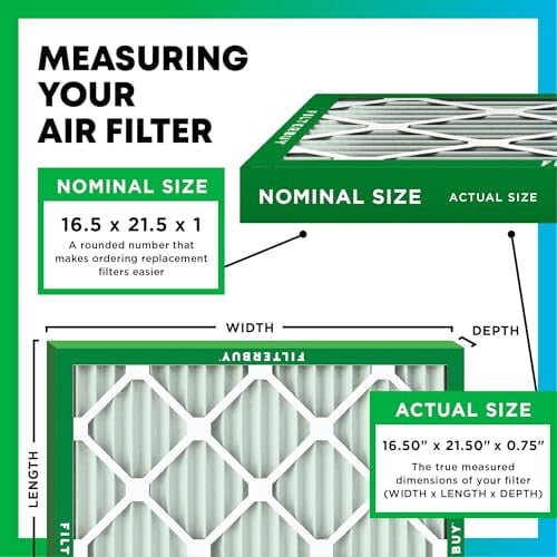 Filterbuy 16.5x21.5x1 Air Filter MERV 11 Allergen Defense (1-Pack), Pleated HVAC AC Furnace Air Filters Replacement for Bryant and Carrier (Actual Size: 16.50 x 21.50 x 0.75 Inches)