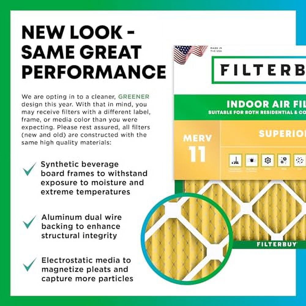 Filterbuy 17x25x1 Air Filter MERV 11 Allergen Defense (4-Pack), Pleated HVAC AC Furnace Air Filters Replacement (Actual Size: 16.50 X 24.50 X 0.75 Inches - View #11