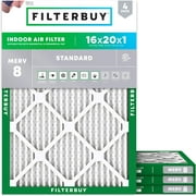 Filterbuy 16x20x1 Air Filter MERV 8 Dust Defense, Pleated HVAC AC Furnace Filter Replacement, 4-Pack