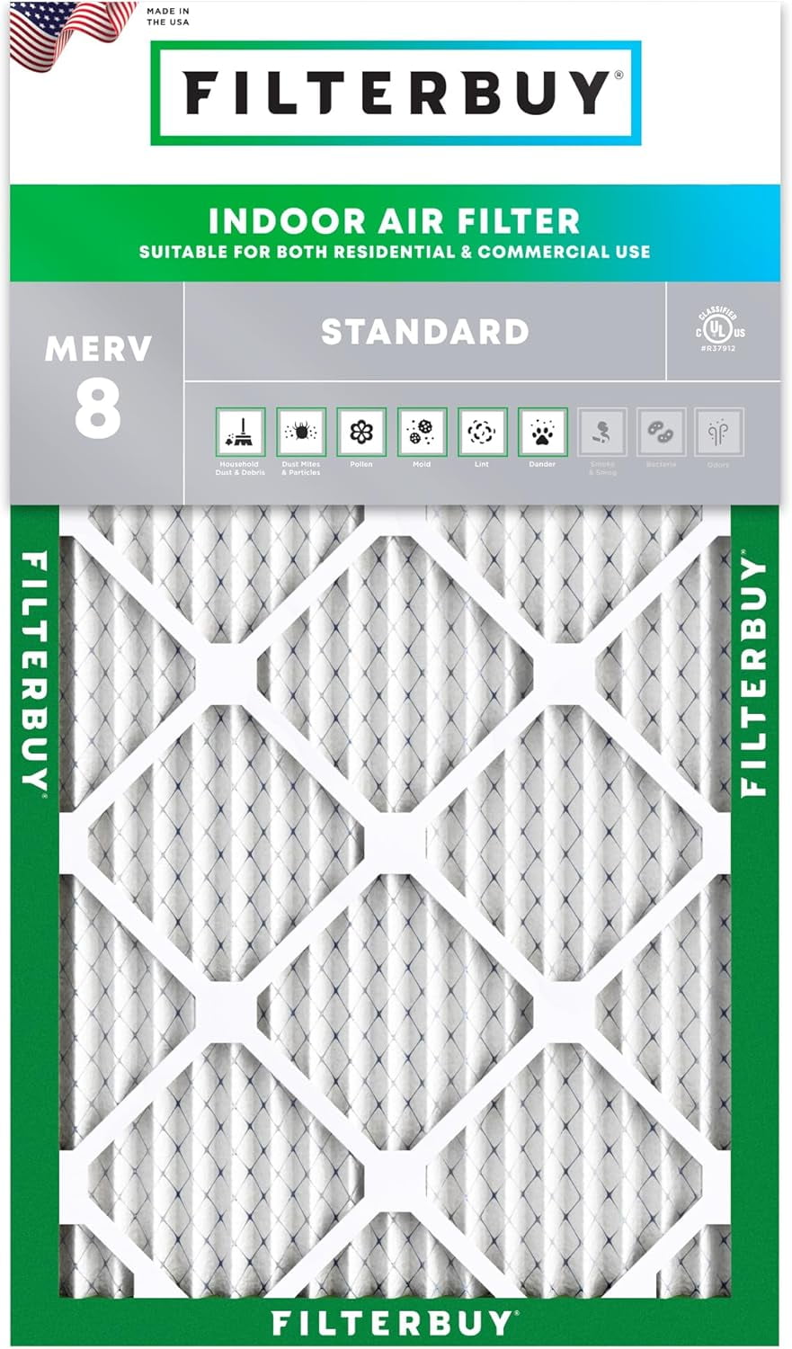 Filterbuy 16x24x1 MERV 8 Pleated HVAC AC Furnace Air Filters (1Pack