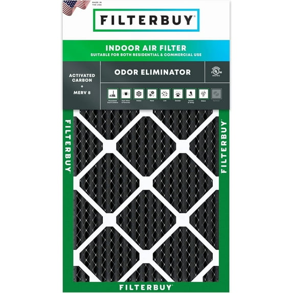 Filterbuy 16x25x1 MERV 8 Odor Eliminator, Pleated HVAC AC Furnace Air Filters (1-Pack)