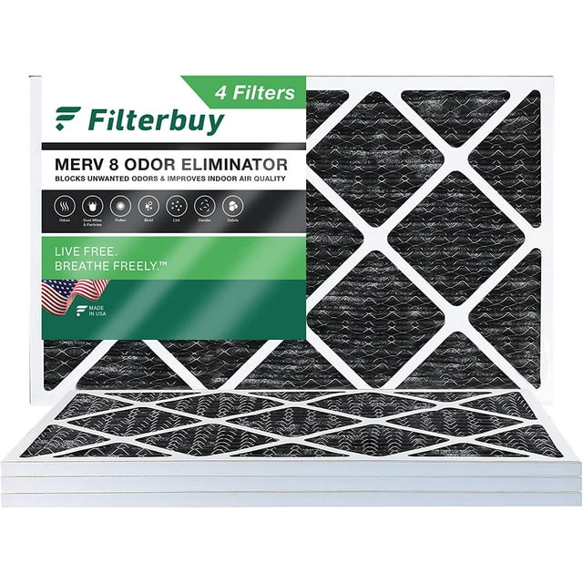 Filterbuy 16x25x1 MERV 8 Odor Eliminator Pleated HVAC AC Furnace Air