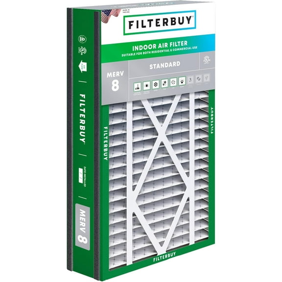 Filterbuy 16x25x3 Air Filter MERV 8 Dust Defense, Pleated HVAC AC Furnace Filter Replacement for Trion Air Bear Cub & Lennox & More, 1-Pack