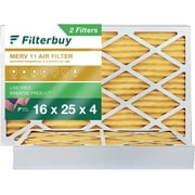 Filterbuy 16x25x4 MERV 11 Pleated HVAC AC Furnace Air Filters (2-Pack)