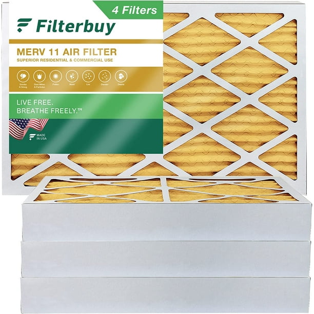 Filterbuy 16x25x4 MERV 11 Pleated HVAC AC Furnace Air Filters (4Pack