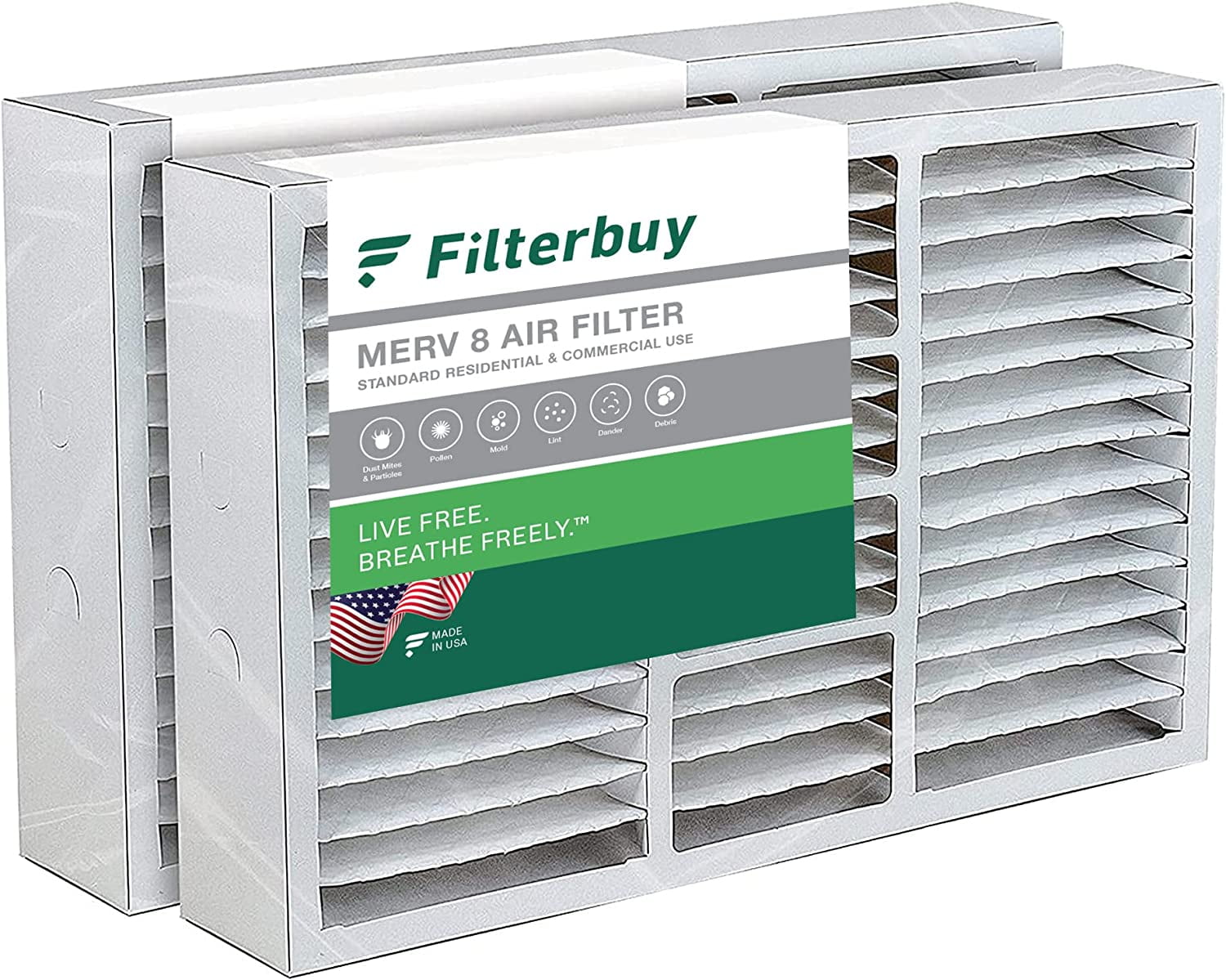 Filterbuy 16x25x5 MERV 8 Pleated HVAC AC Furnace Air Filters for Amana