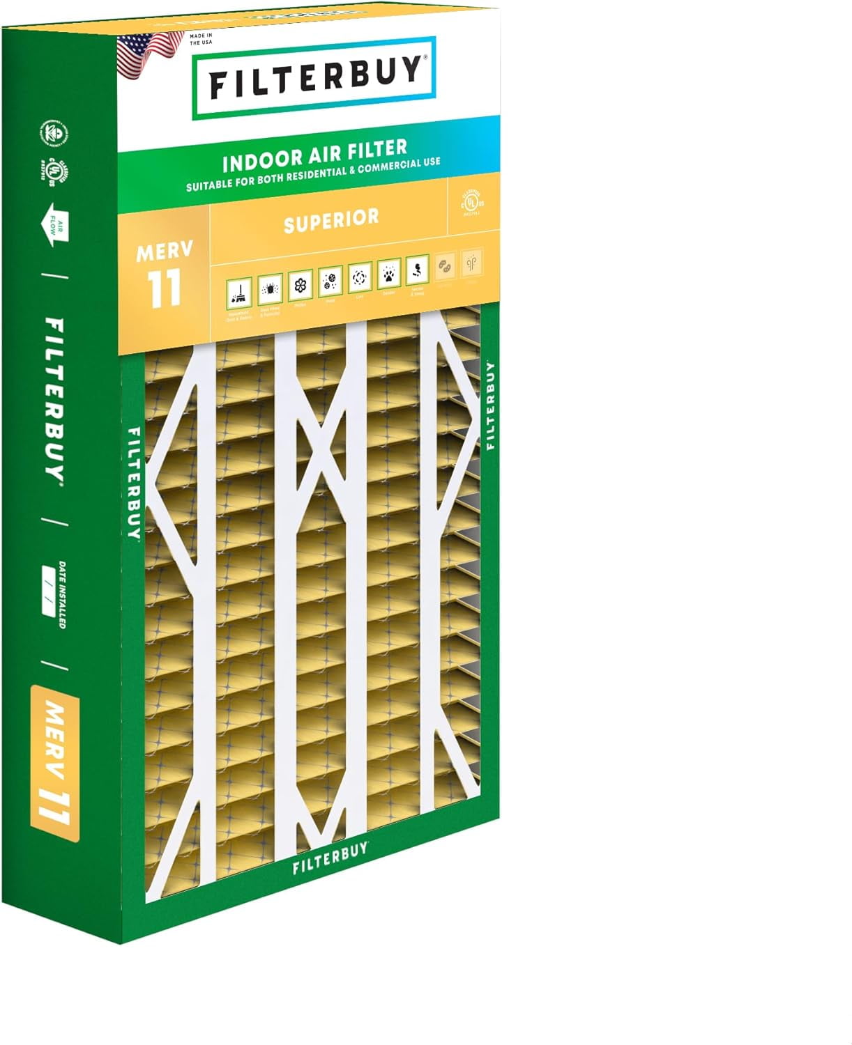 Filterbuy 16x28x6 MERV 11 Pleated HVAC Furnace Air Filter
