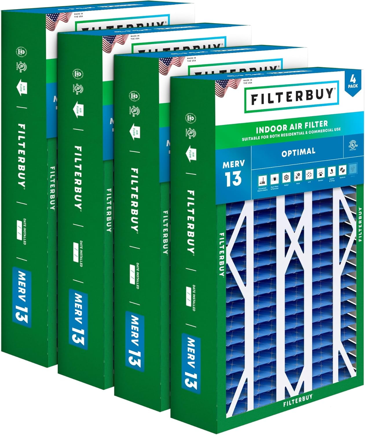 Filterbuy, 16x28x6 Air Filter, MERV 13 Smoke Defense, 4-Pack - Walmart.com