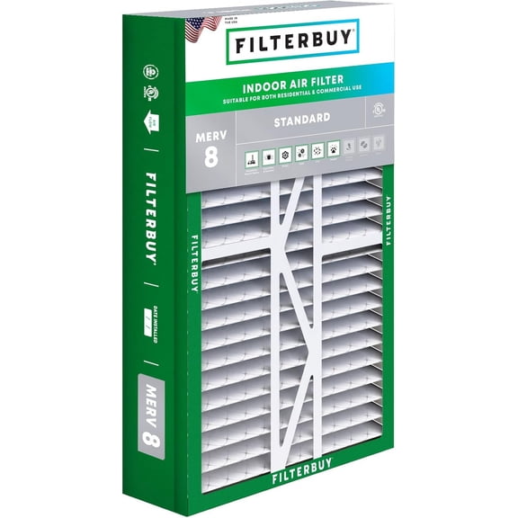 Filterbuy 17.5x27x5 Air Filter MERV 8 Dust Defense, Pleated HVAC AC Furnace Filter Replacement for Trane Perfect Fit & American Standard, 1-Pack