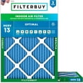 thumbnail image 1 of Filterbuy 17x21x1 MERV 13 Health Defense, Pleated HVAC AC Furnace Air Filters (2-Pack), 1 of 9