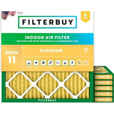 Filterbuy 18x18x1 MERV 11 Allergen Defense, Pleated HVAC AC Furnace Air Filters (6-Pack)