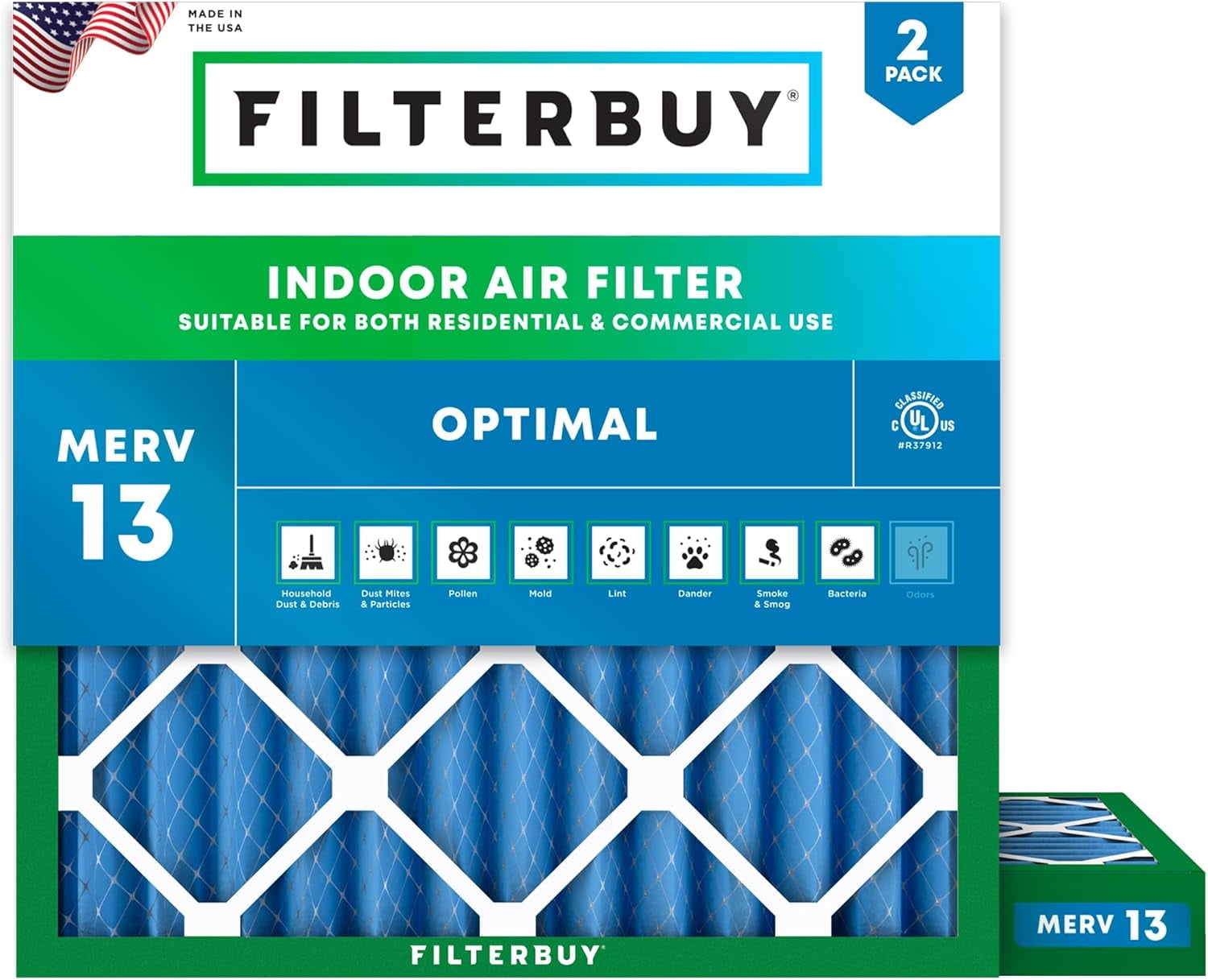 Filterbuy 18x18x2 Air Filter (12-Pack), Pleated MERV 11 Allergen Defense Replacement HVAC AC Furnace Filters (Actual Size: 17.75 x 17.75 x 1.75