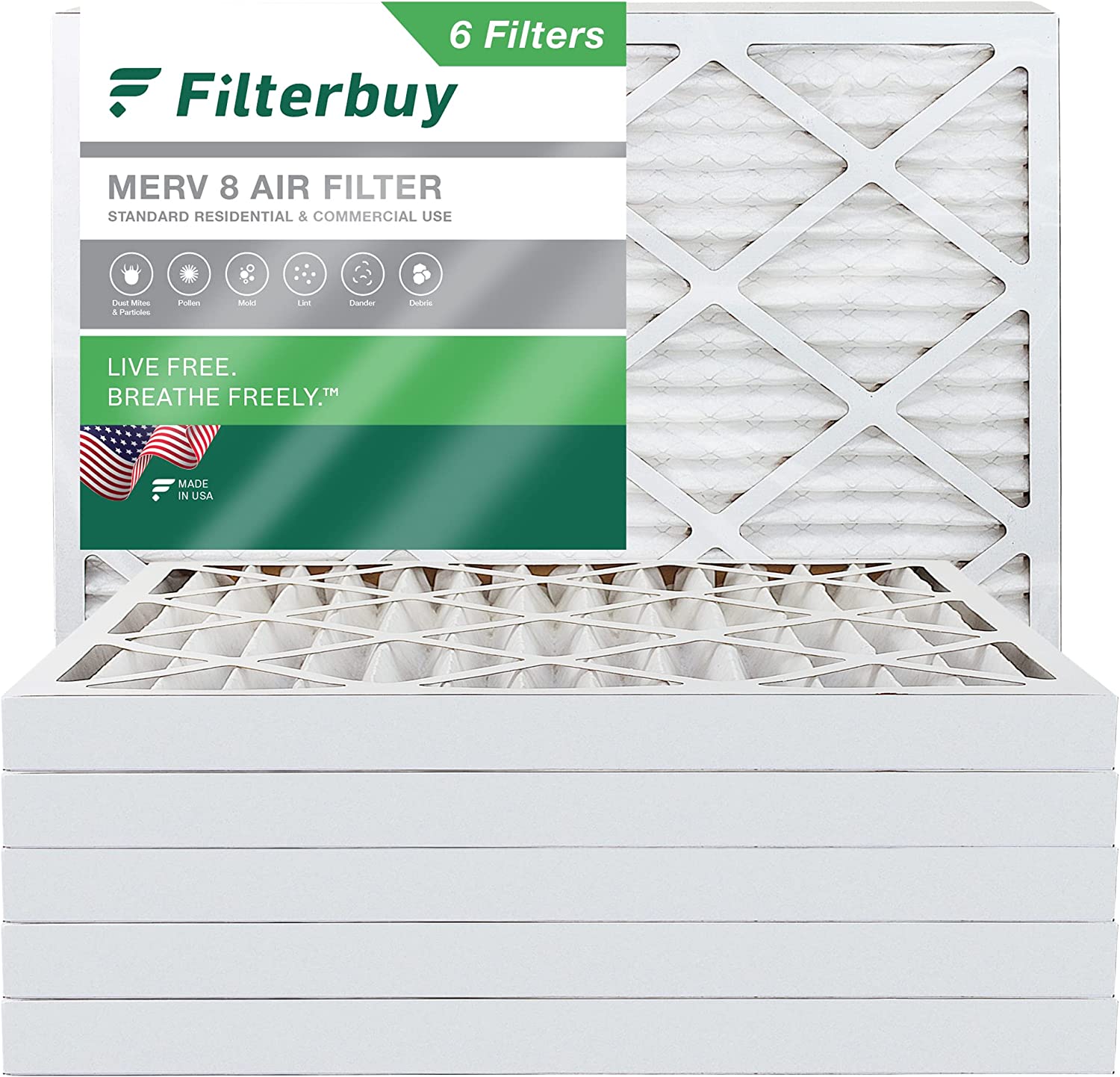 Filterbuy 19x20x1 Air Filter MERV Dust Defense (5-Pack), Pleated HVAC AC  Furnace Air Filters Replacement (Actual Size: 19.00 x 20.00 x 1.00 
