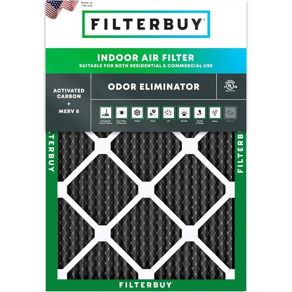 Filterbuy 18x24x1 Air Filter MERV 10 Odor Defense, Pleated HVAC AC Furnace Filter Replacement, 1-Pack