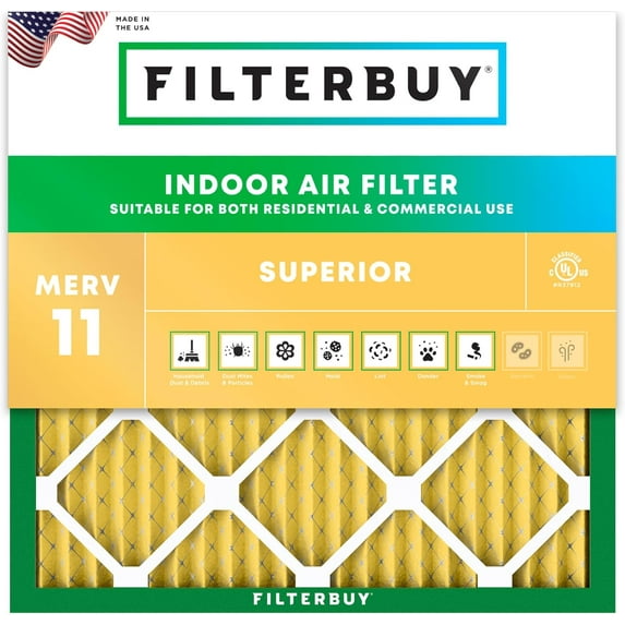 Filterbuy 20x20x1 MERV 11 Allergen Defense, Pleated HVAC AC Furnace Air Filters (1-Pack)