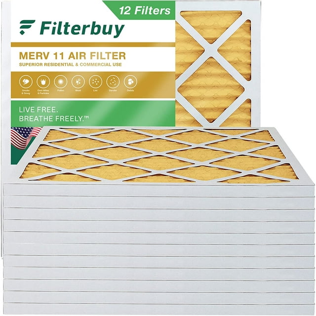 Filterbuy 20x20x1 MERV 11 Pleated HVAC AC Furnace Air Filters (12Pack)