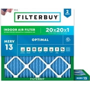 Filterbuy 20x20x1 Air Filter MERV 13 Smoke Defense, Pleated HVAC AC Furnace Filter Replacement, 2-Pack