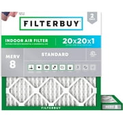 Filterbuy 20x20x1 Air Filter MERV 8 Dust Defense, Pleated HVAC AC Furnace Filter Replacement, 2-Pack