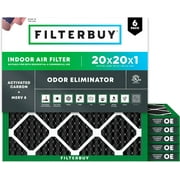 Filterbuy 20x20x1 Air Filter MERV 10 Odor Defense, Pleated HVAC AC Furnace Filter Replacement, 6-Pack