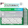 thumbnail image 1 of Filterbuy 20x20x1 Air Filter MERV 8 Dust Defense, Pleated HVAC AC Furnace Filter Replacement, 12-Pack, 1 of 8