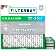 Filterbuy 20x20x1 Air Filter MERV 8 Dust Defense, Pleated HVAC AC Furnace Filter Replacement, 4-Pack