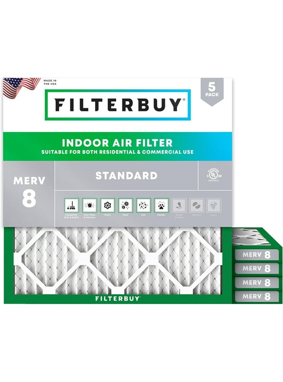 Filterbuy 12x20x1 Air Filter MERV 13 Optimal Smoke &amp; Allergy Defense (4-Pack), Electrostatic Pleated HVAC AC Furnace Filters Replacement, Made In USA (Actual Size