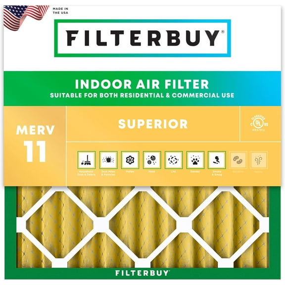 Filterbuy 20x20x2 Air Filter MERV 11 Allergy Defense, Pleated HVAC AC Furnace Filter Replacement, 1-Pack