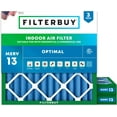 thumbnail image 1 of Filterbuy 20x20x2 Air Filter MERV 13 Smoke Defense, Pleated HVAC AC Furnace Filter Replacement, 3-Pack, 1 of 10