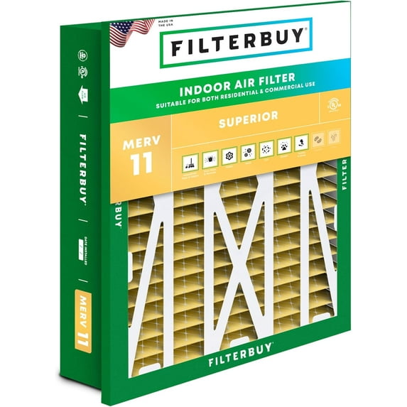 Filterbuy 20x20x5 MERV 11 Allergen Defense, Pleated HVAC AC Furnace Air Filters for Honeywell Return Grille FC40R1003 (1-Pack)