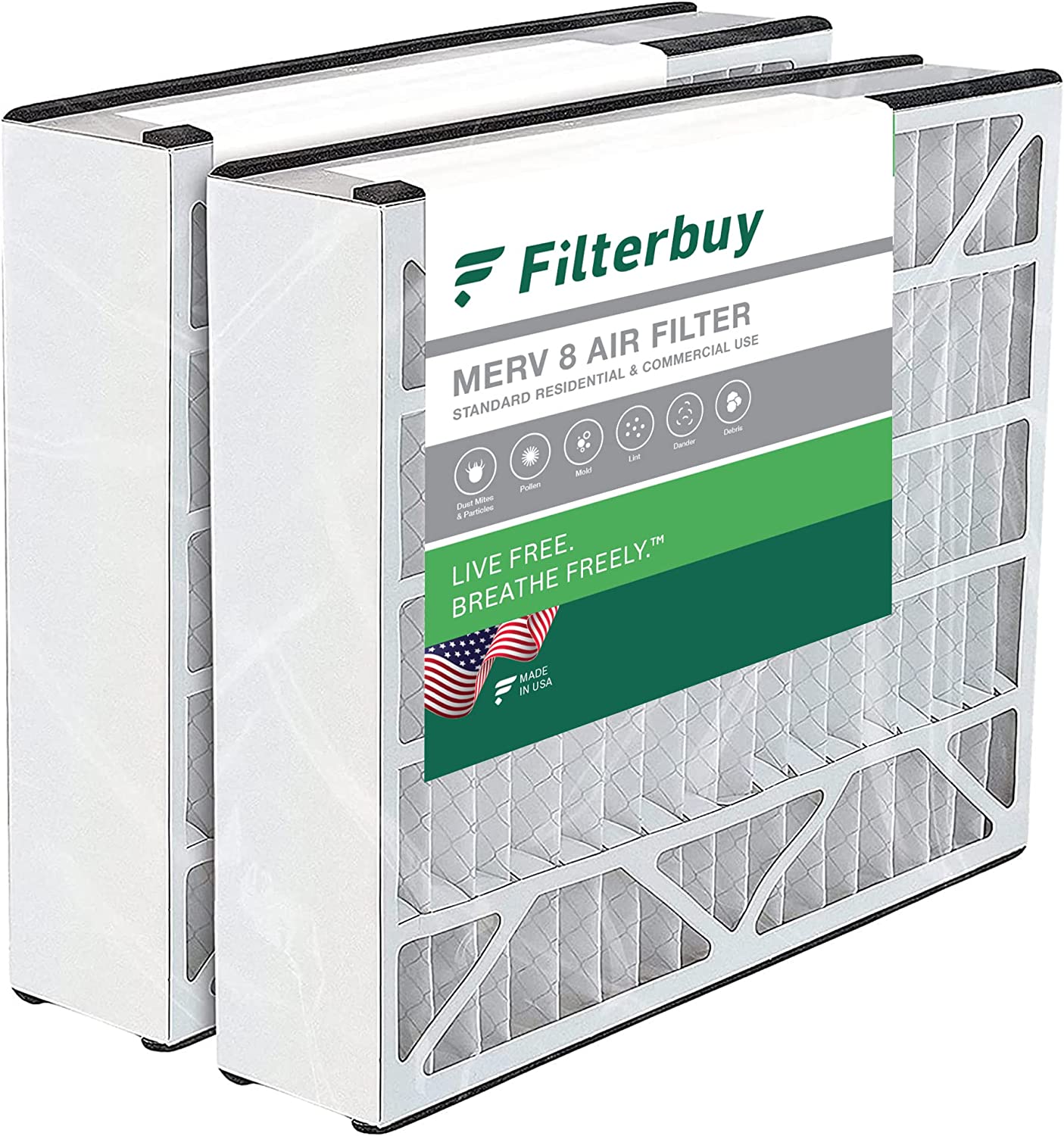 Filterbuy 20x20x5 MERV 8 Pleated HVAC AC Furnace Air Filters for Trion