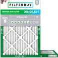 thumbnail image 1 of Filterbuy 20x21.5x1 MERV 8 Dust Defense, Pleated HVAC AC Furnace Air Filters (2-Pack), 1 of 10
